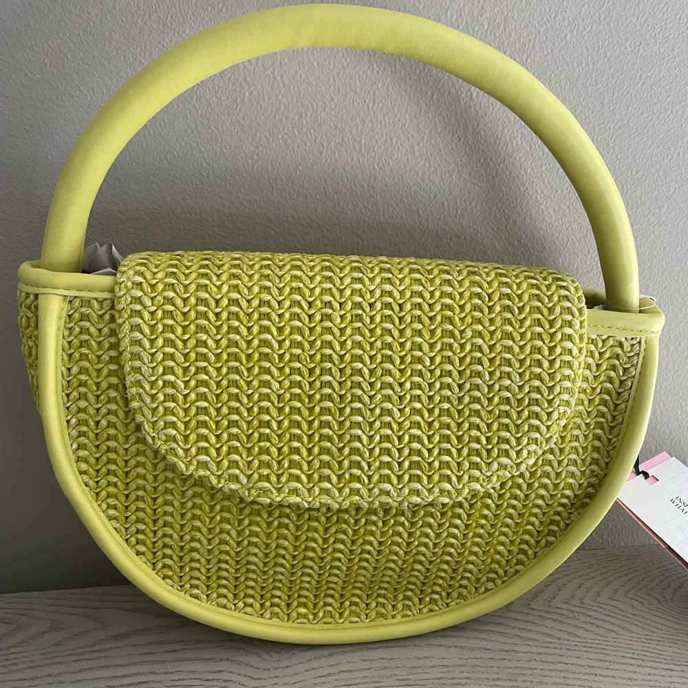Yellow Woven Circle-Handle Women’s Bag